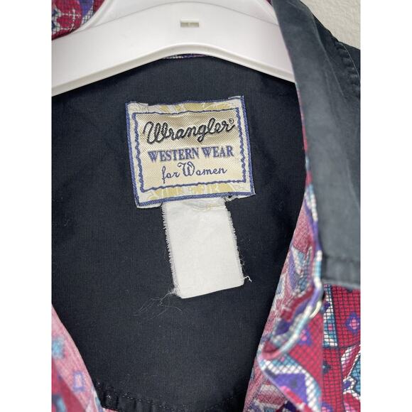 Wrangler Womens Shirt Aztec Button up Western Wear Rodeo VTG Cowgirl Cowboy - Picture 5 of 6